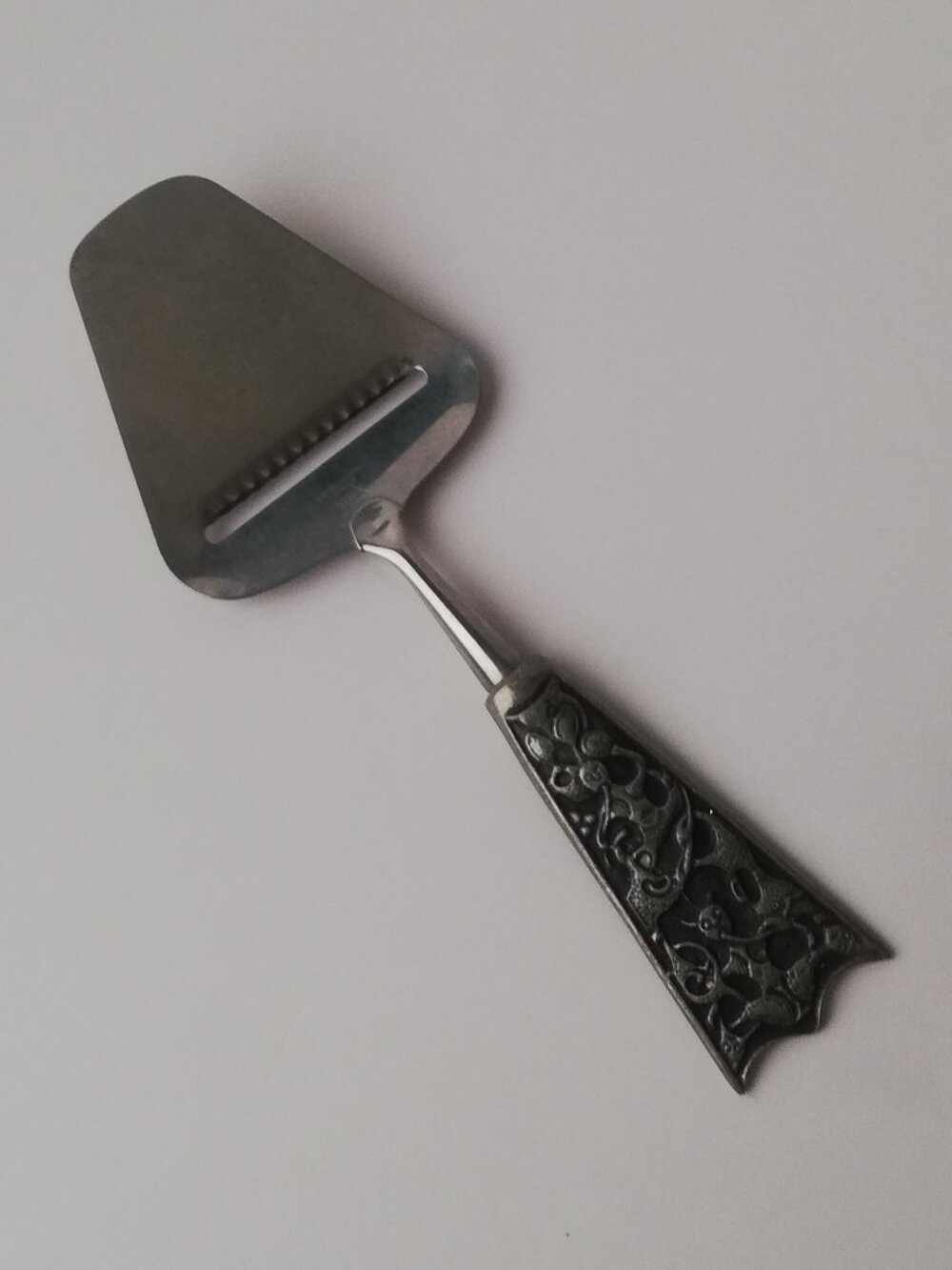 Vintage Danish Stainless Steel Cheese Slicer Server Demon Handle